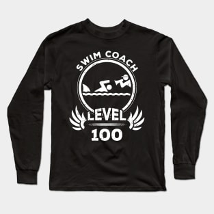 Level 100 Swim Coach Swimming Trainer Gift Long Sleeve T-Shirt